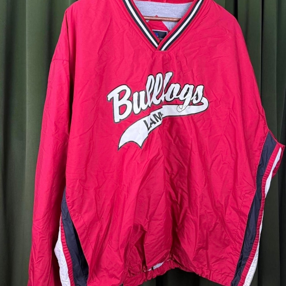 Vintage 90s Holloway Bulldogs Red Windbreaker Pullover Jacket Mens XL V-Neck